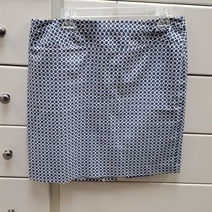 Blue and white pencil skirt